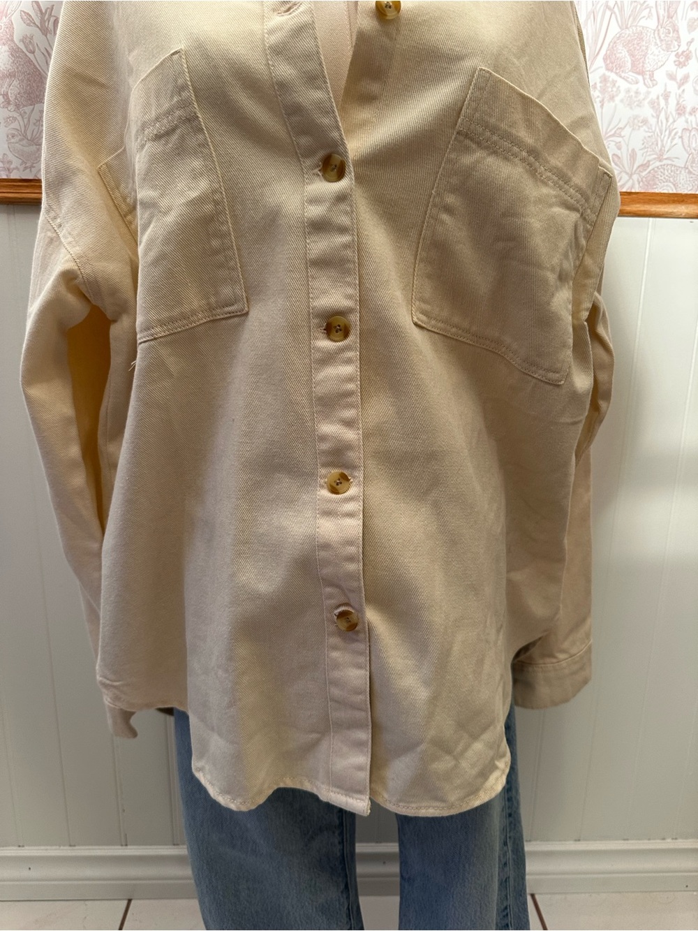 Thread & Supply Cream Button-Up Shacket - Picture 5 of 9